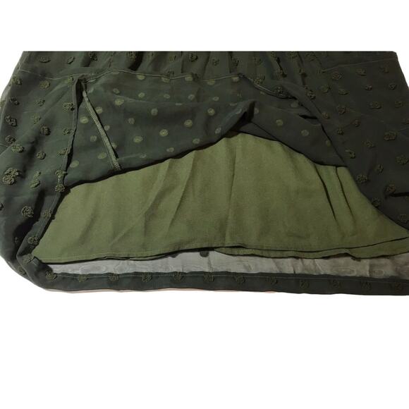 Miholl Dress Size XXL Army Green Swiss Dots Lined Short Sleeve Midi Babydoll - Picture 12 of 14